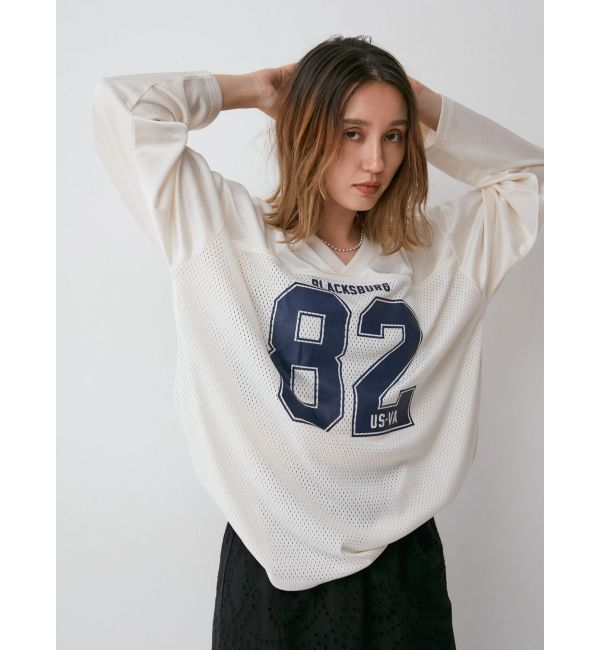 Ungrid「メッシュコンビナンバリングロングスリーブTee」|Tシャツ・カットソー|