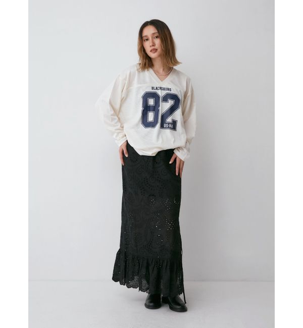 Ungrid「メッシュコンビナンバリングロングスリーブTee」|Tシャツ・カットソー|