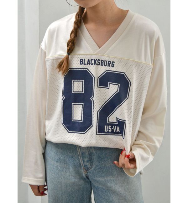 Ungrid「メッシュコンビナンバリングロングスリーブTee」|Tシャツ・カットソー|