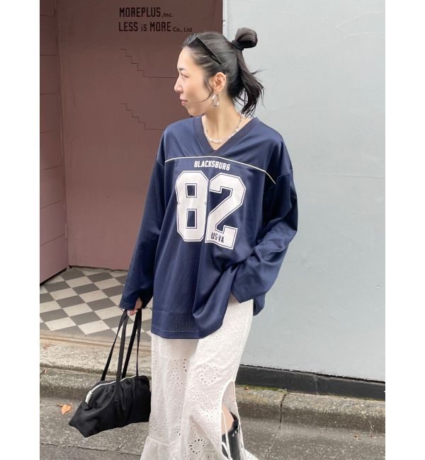 Ungrid「メッシュコンビナンバリングロングスリーブTee」|Tシャツ・カットソー|