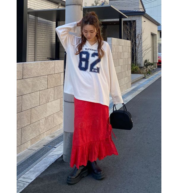 Ungrid「メッシュコンビナンバリングロングスリーブTee」|Tシャツ・カットソー|