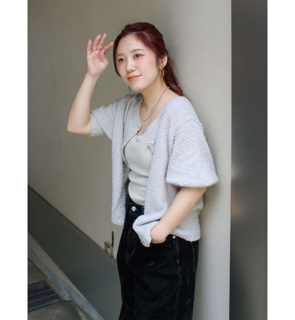 Ungrid「ハーフスリーブニットカーデ」|カーディガン|グレー