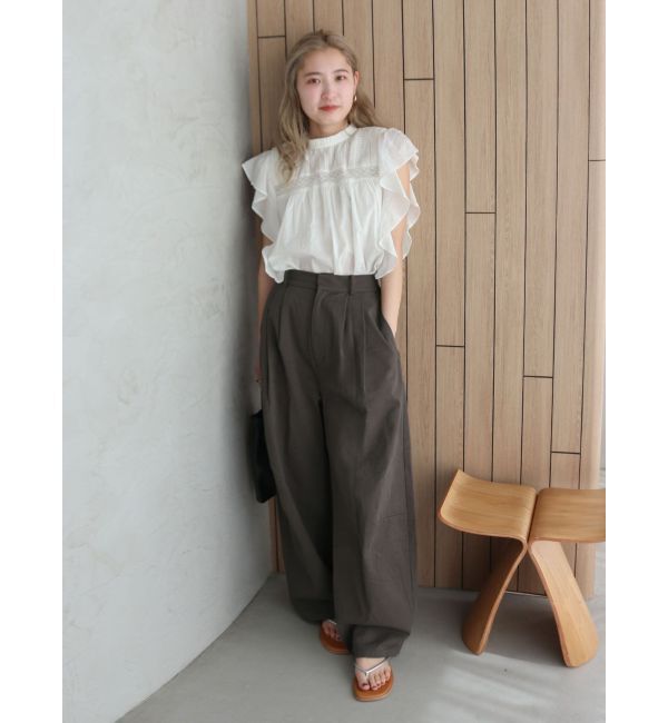 Ungrid「コットンノースリフリルブラウス」|シャツ・ブラウス|