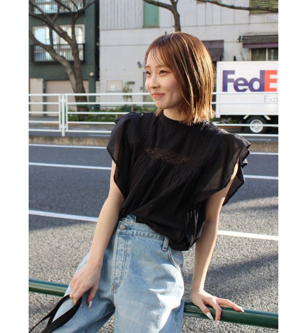 Ungrid「コットンノースリフリルブラウス」|シャツ・ブラウス|