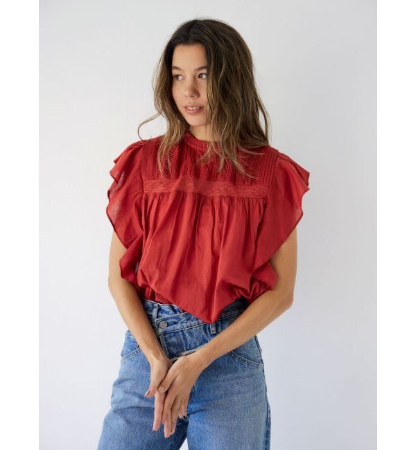 Ungrid「コットンノースリフリルブラウス」|シャツ・ブラウス|ダークオレンジ