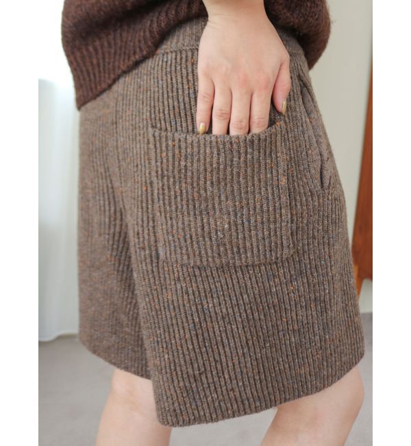 Ungrid「カラーネップニットハーフパンツ」|その他|ブラウン