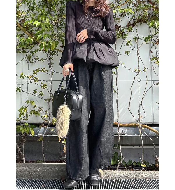 Ungrid「タックデザインカーブデニム」|デニム|