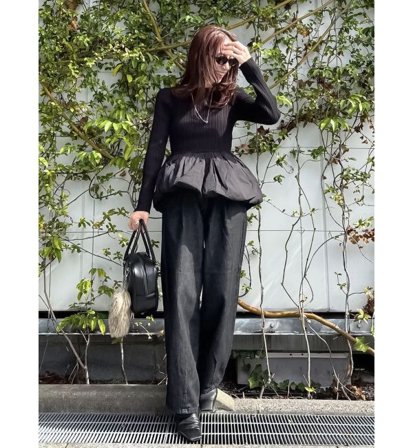 Ungrid「タックデザインカーブデニム」|デニム|