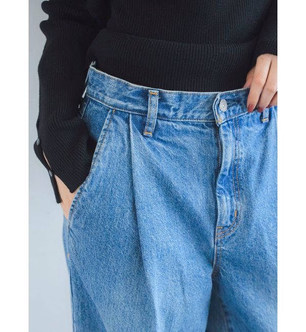 Ungrid「タックデザインカーブデニム」|デニム|