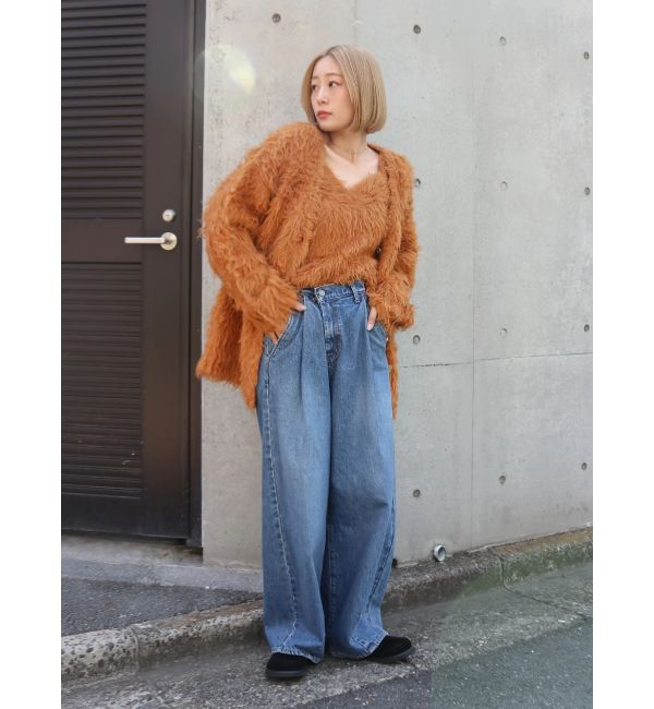 Ungrid「タックデザインカーブデニム」|デニム|