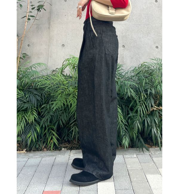 Ungrid「タックデザインカーブデニム」|デニム|