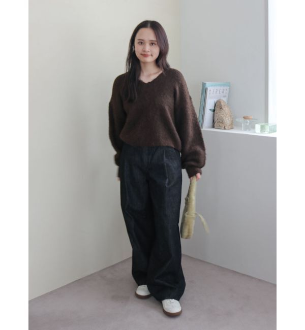 Ungrid「タックデザインカーブデニム」|デニム|