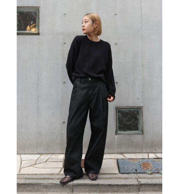 Ungrid「タックデザインカーブデニム」|デニム|