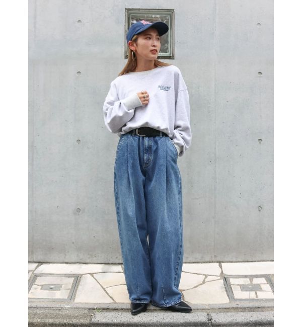 Ungrid「タックデザインカーブデニム」|デニム|