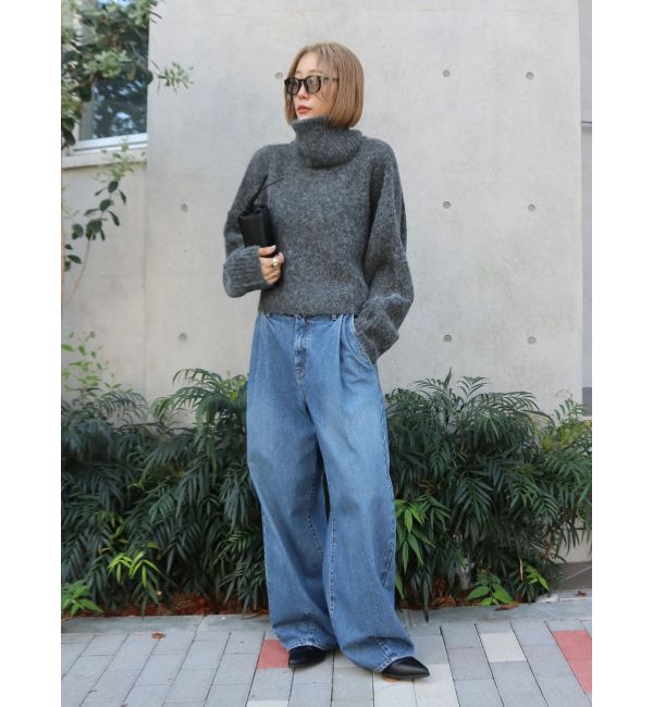 Ungrid「タックデザインカーブデニム」|デニム|