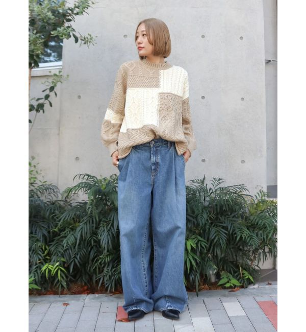 Ungrid「タックデザインカーブデニム」|デニム|