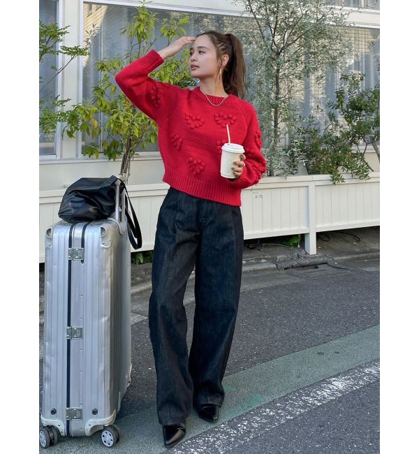 Ungrid「タックデザインカーブデニム」|デニム|