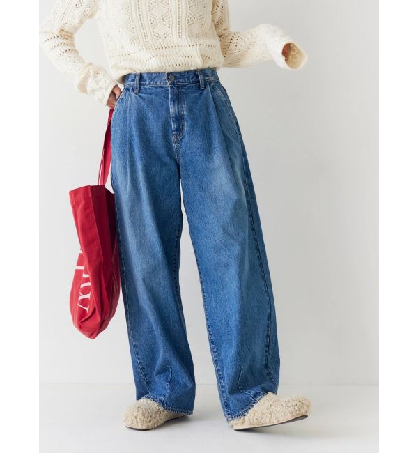 Ungrid「タックデザインカーブデニム」|デニム|