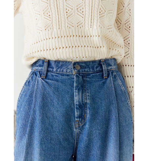 Ungrid「タックデザインカーブデニム」|デニム|