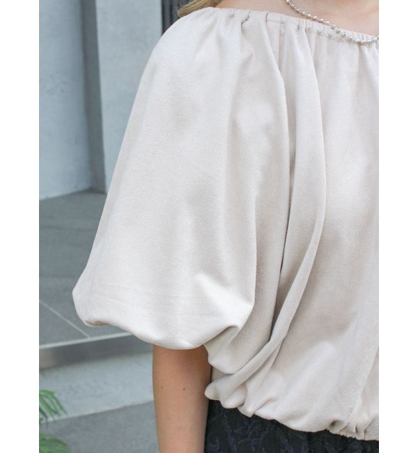 Ungrid「フェイクスウェードハーフスリーブバルーンブラウス」|シャツ・ブラウス|