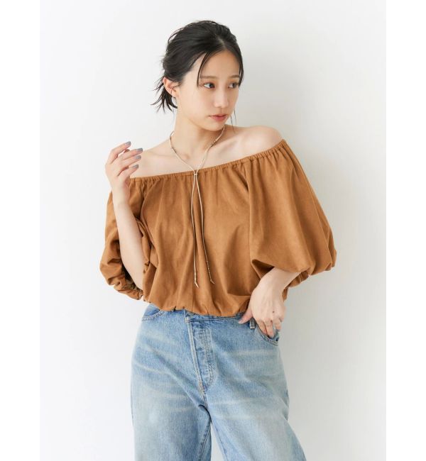 Ungrid「フェイクスウェードハーフスリーブバルーンブラウス」|シャツ・ブラウス|