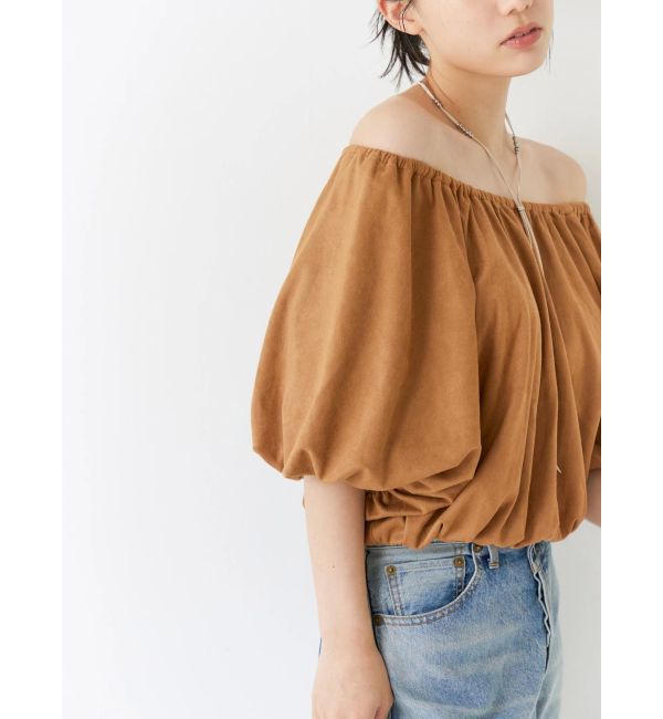 Ungrid「フェイクスウェードハーフスリーブバルーンブラウス」|シャツ・ブラウス|