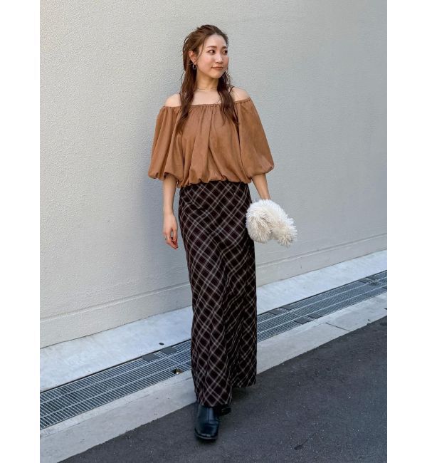 Ungrid「フェイクスウェードハーフスリーブバルーンブラウス」|シャツ・ブラウス|