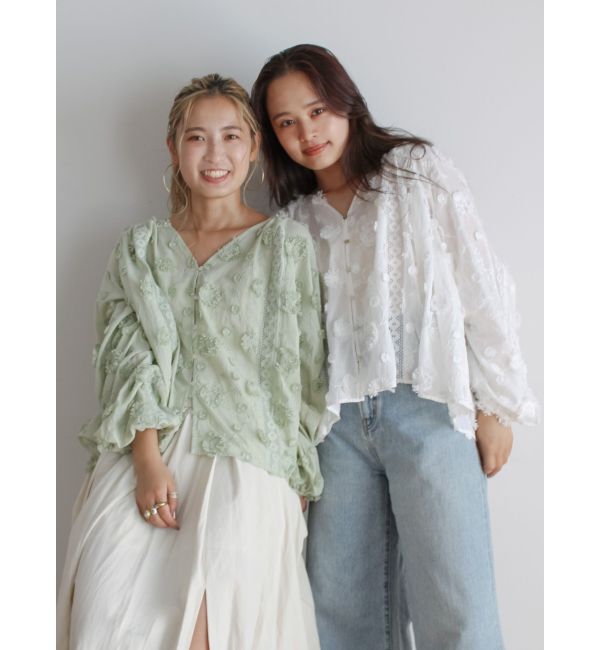 Ungrid「スリーブボリュームジャカードブラウス」|シャツ・ブラウス|