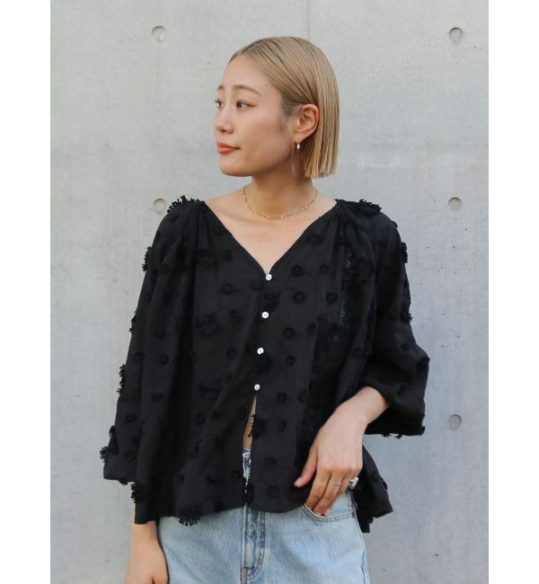 Ungrid「スリーブボリュームジャカードブラウス」|シャツ・ブラウス|ブラック