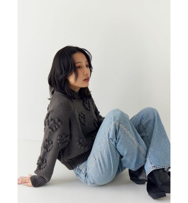 Ungrid「スタッズルーズデニム」|デニム|