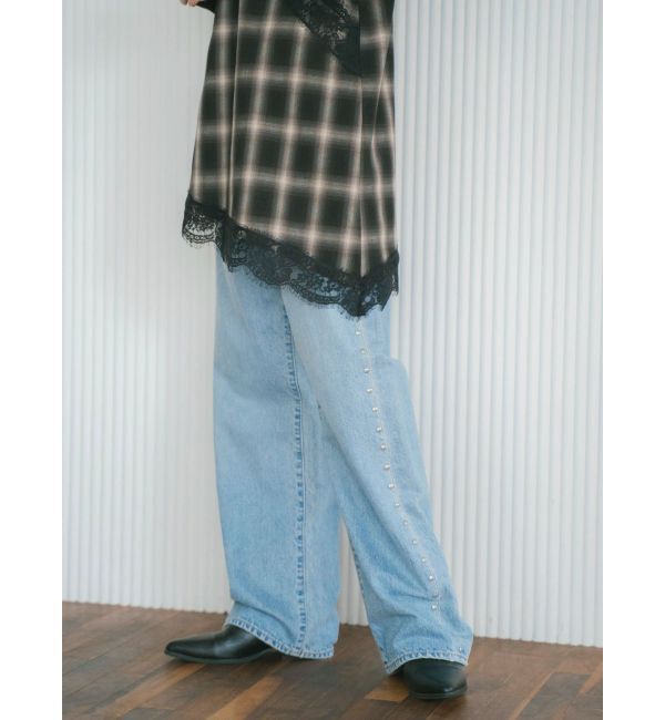 Ungrid「スタッズルーズデニム」|デニム|