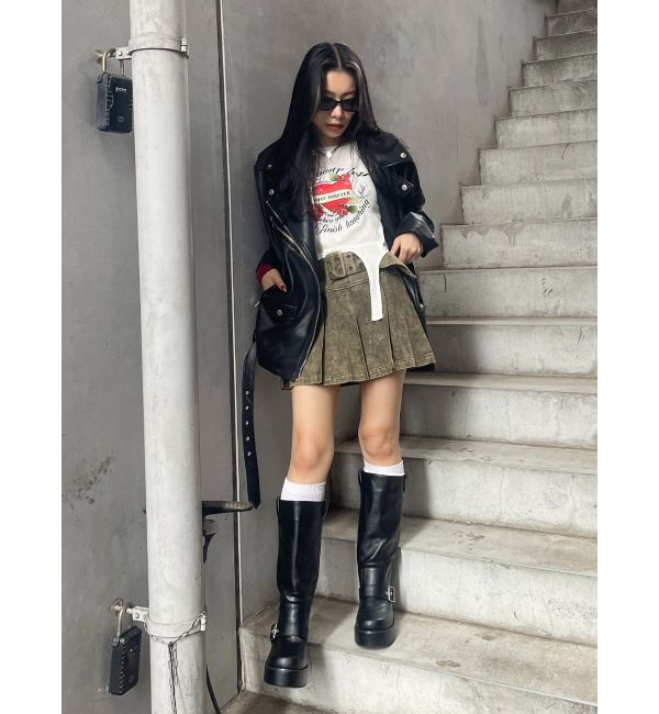 EVRIS「ワイドベルトプリーツミニスカート【セットアップ着用可能】」|スカート|