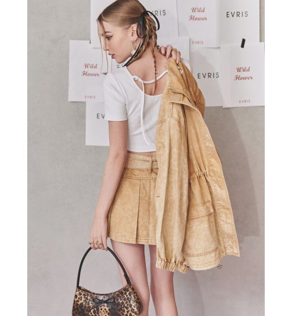 EVRIS「ワイドベルトプリーツミニスカート【セットアップ着用可能】」|スカート|