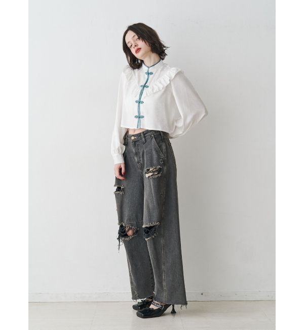 jouetie「ショートチャイナシャツ」|シャツ・ブラウス|