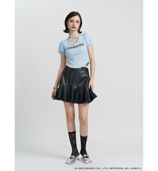 jouetie「【メロクロコラボ】KUROMIフリルチョーカーリボントップス」|Tシャツ・カットソー|