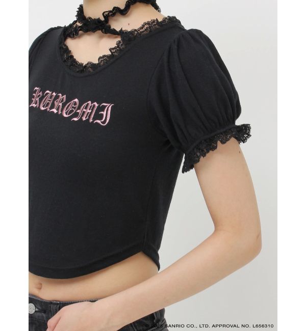 jouetie「【メロクロコラボ】KUROMIフリルチョーカーリボントップス」|Tシャツ・カットソー|