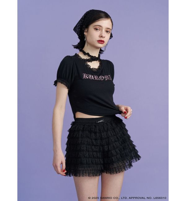 jouetie「【メロクロコラボ】KUROMIフリルチョーカーリボントップス」|Tシャツ・カットソー|