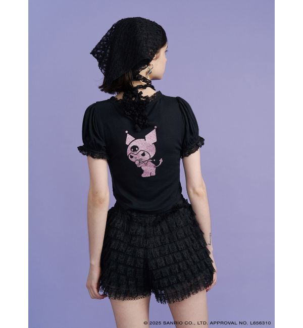 jouetie「【メロクロコラボ】KUROMIフリルチョーカーリボントップス」|Tシャツ・カットソー|