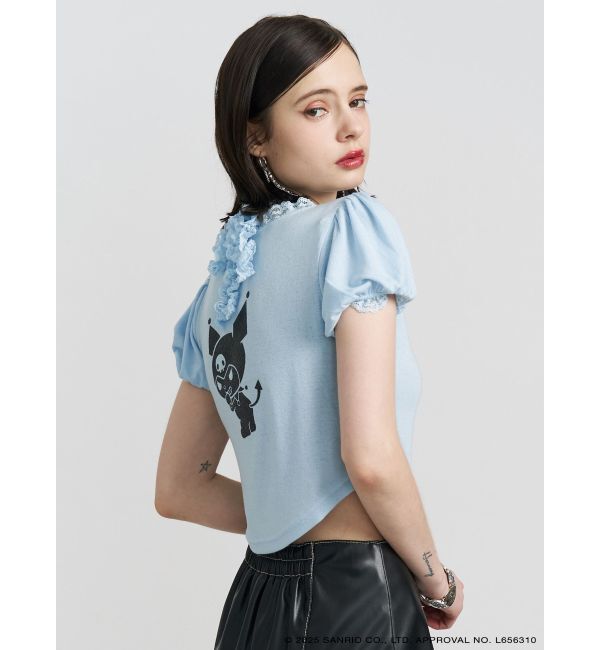 jouetie「【メロクロコラボ】KUROMIフリルチョーカーリボントップス」|Tシャツ・カットソー|