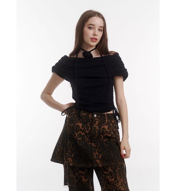 jouetie「コサージュオフショルトップス」|Tシャツ・カットソー|ブラック