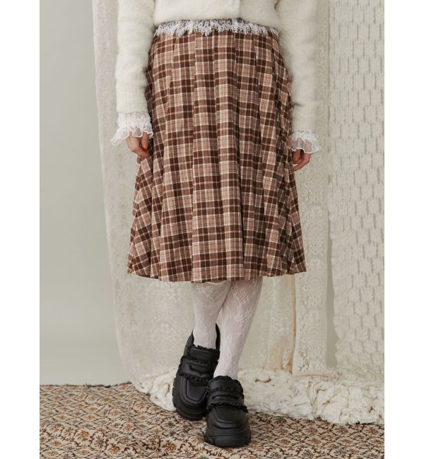 merry jenny「チェックレースプリーツスカート」|スカート|