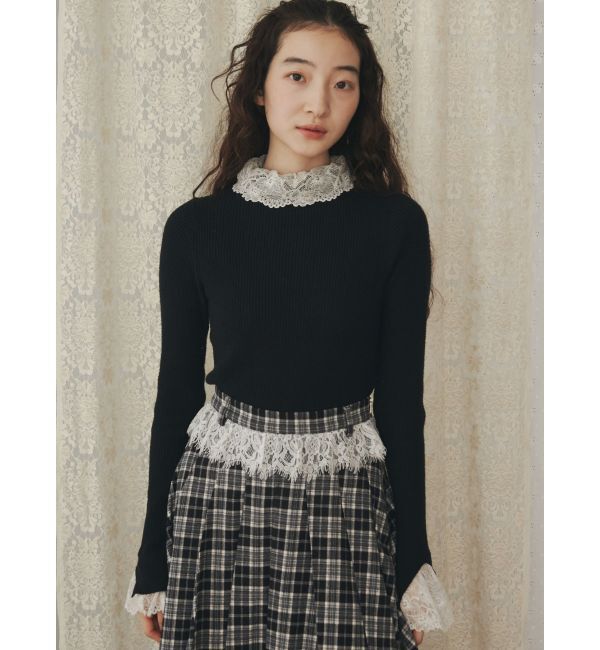 merry jenny「チェックレースプリーツスカート」|スカート|