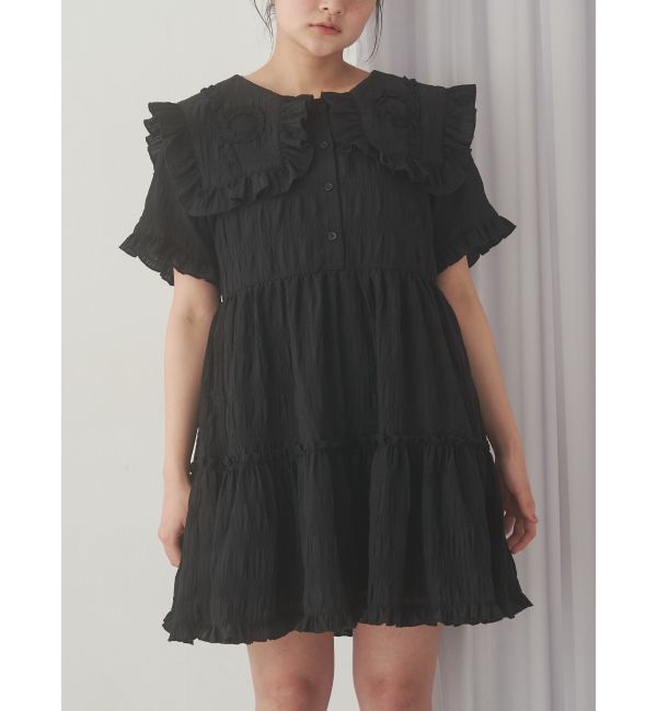 merry jenny「くるくるフリルカラーミニワンピース」|ワンピース|ブラック