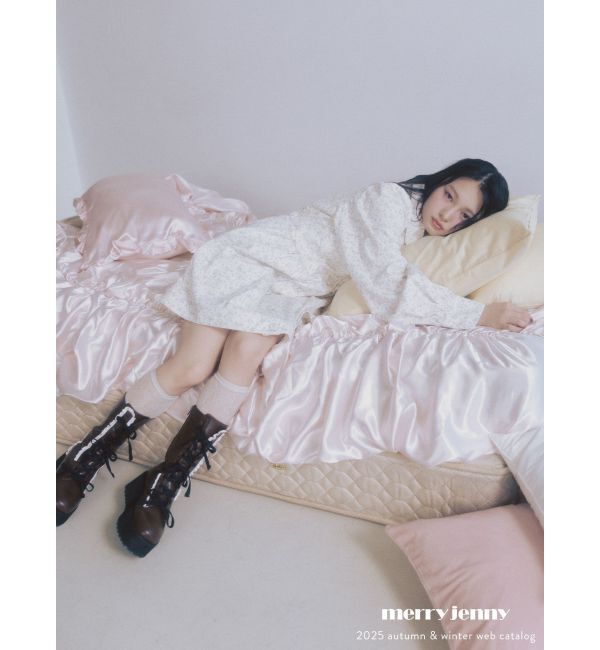 merry jenny「flowerツイルパフミニワンピース」|ワンピース|