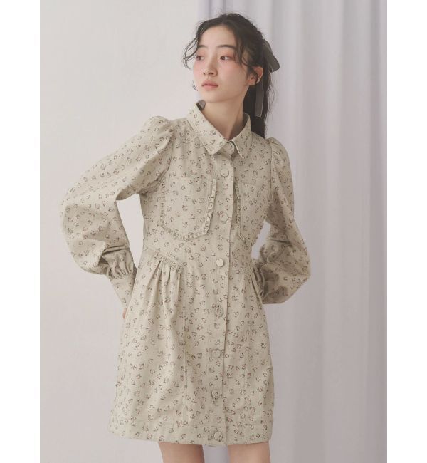 merry jenny「flowerツイルパフミニワンピース」|ワンピース|