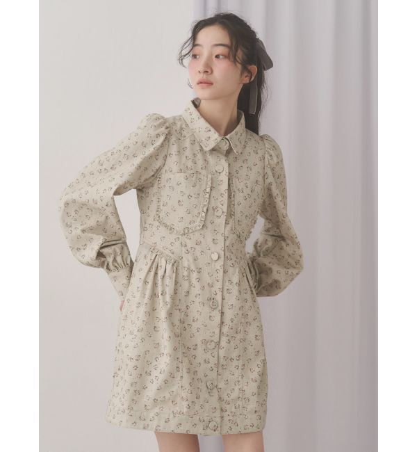 merry jenny「flowerツイルパフミニワンピース」|ワンピース|