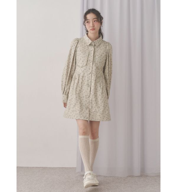 merry jenny「flowerツイルパフミニワンピース」|ワンピース|