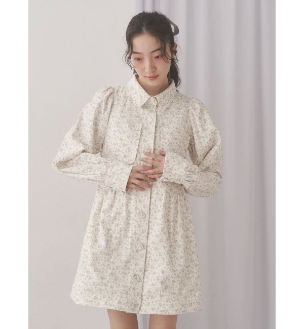 merry jenny「flowerツイルパフミニワンピース」|ワンピース|