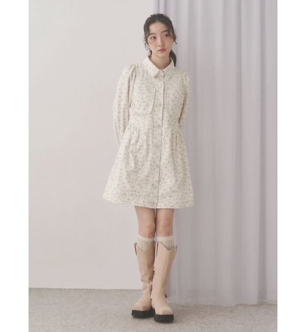merry jenny「flowerツイルパフミニワンピース」|ワンピース|