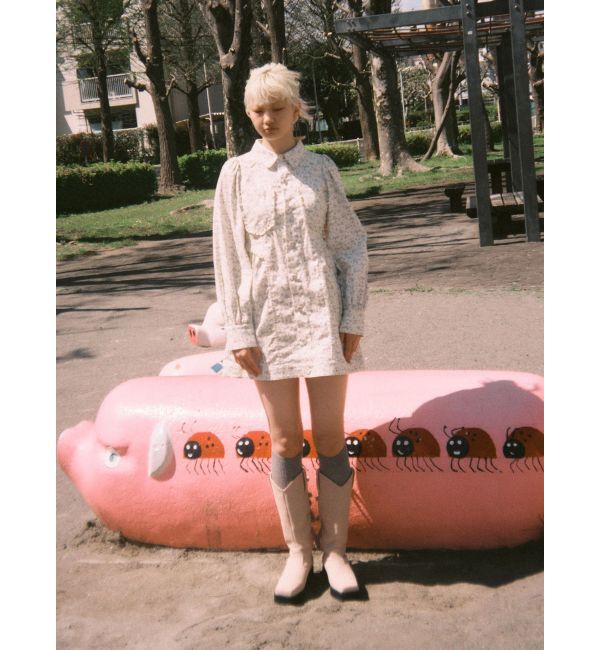 merry jenny「flowerツイルパフミニワンピース」|ワンピース|